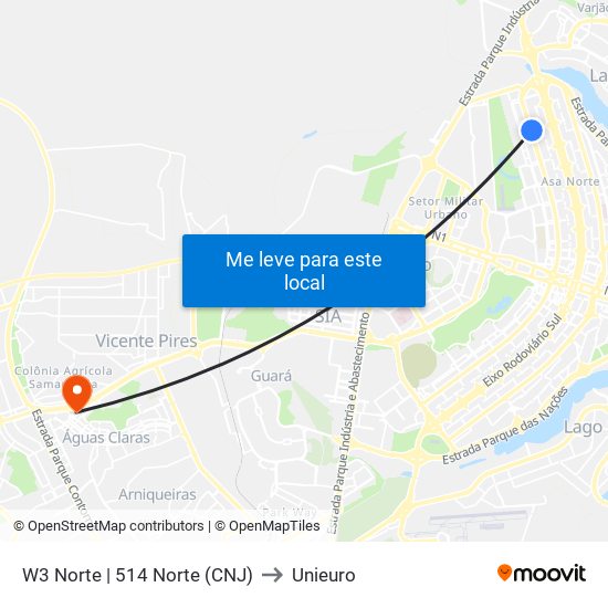 W3 Norte | 514 Norte (CNJ) to Unieuro map