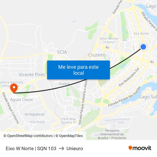 Eixo W Norte | Sqn 103 to Unieuro map
