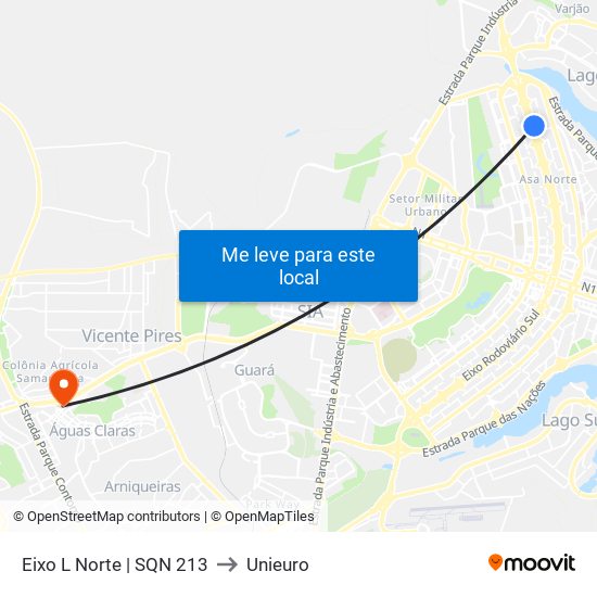 Eixo L Norte | Sqn 213 to Unieuro map