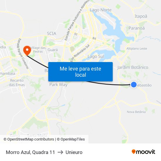 Morro Azul, Quadra 11 to Unieuro map