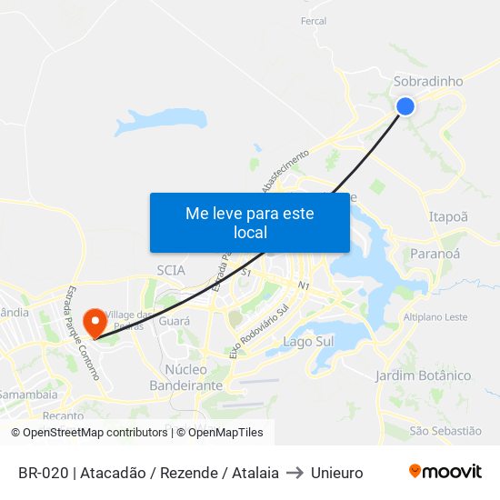 BR-020 | Atacadão / Rezende / Atalaia to Unieuro map