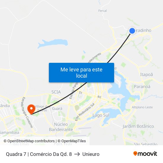 Quadra 7 | Comércio Da Qd. 8 to Unieuro map