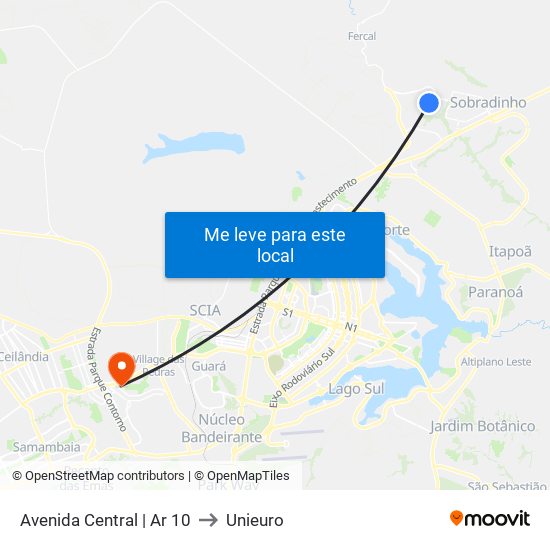 Avenida Central | Ar 10 to Unieuro map