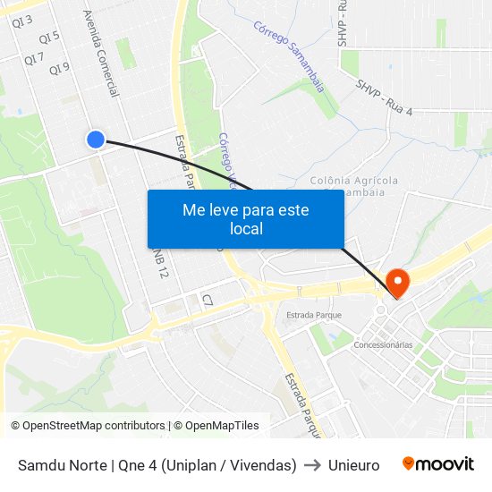 Samdu Norte | Qne 4 (Uniplan / Vivendas) to Unieuro map