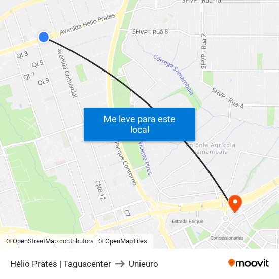 Hélio Prates | Taguacenter to Unieuro map