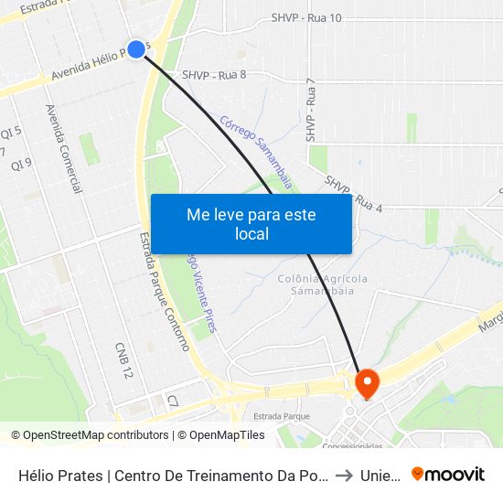 Hélio Prates | Centro De Treinamento Da Polícia Militar to Unieuro map