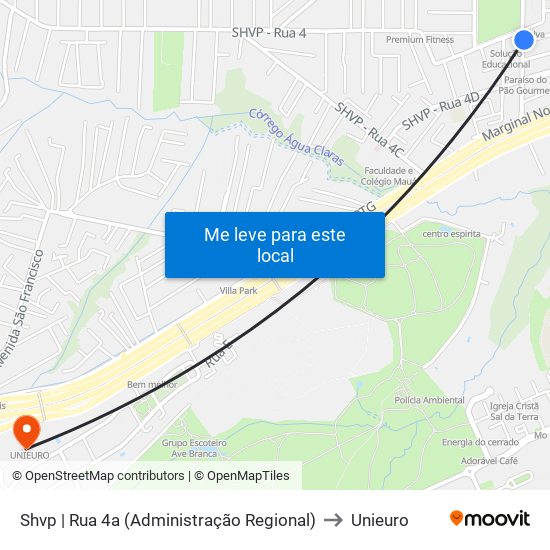 Shvp | Rua 4a (Administração Regional) to Unieuro map