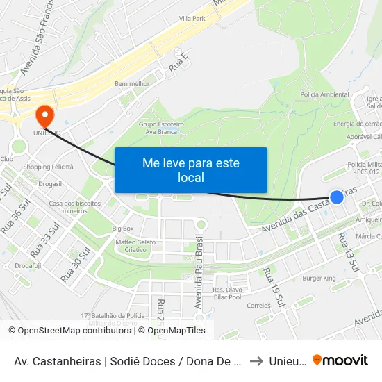 Av. Castanheiras | Sodiê Doces / Dona De Casa to Unieuro map