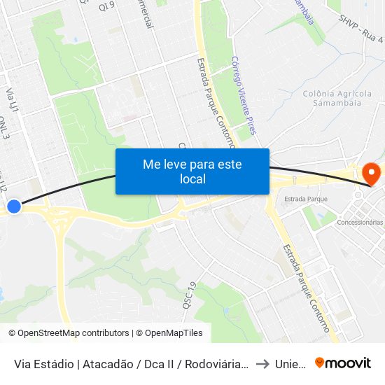 Via Estádio | Atacadão / Dca II / Rodoviária / Estádio to Unieuro map
