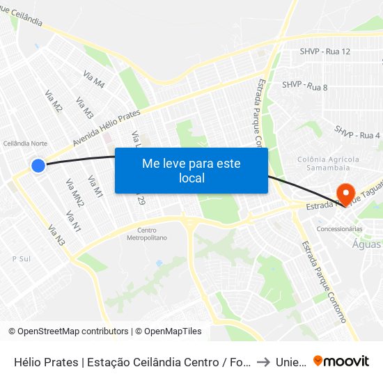 Hélio Prates | Estação Ceilândia Centro / Fort Atacadista to Unieuro map