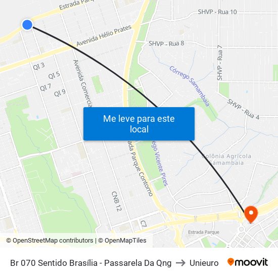 Br 070 Sentido Brasília - Passarela Da Qng to Unieuro map