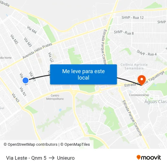 Via Leste - Qnm 5 to Unieuro map