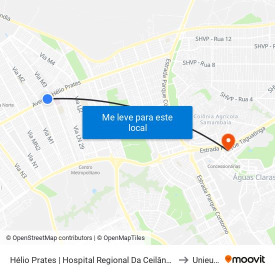 Hélio Prates | Hospital Regional Da Ceilândia to Unieuro map