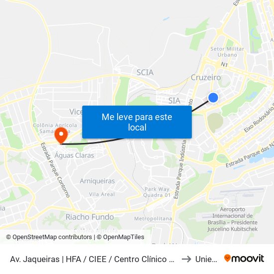 Av. Jaqueiras | HFA / CIEE / Centro Clínico Sudoeste to Unieuro map