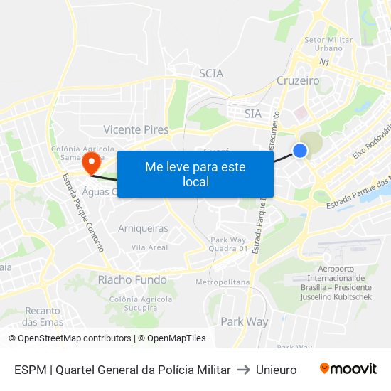 Setor Policial | Quartel General Da Pmdf to Unieuro map