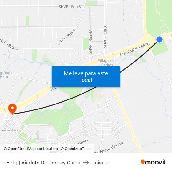Eptg | Viaduto Do Jockey Clube to Unieuro map
