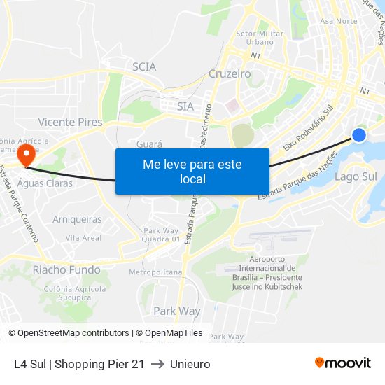 L4 Sul | Shopping Pier 21 to Unieuro map