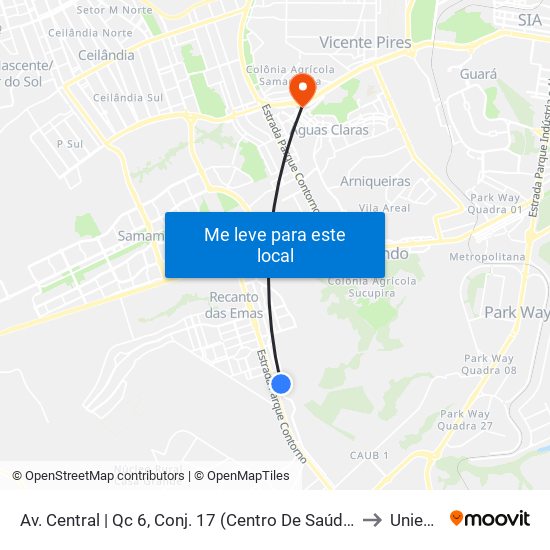 Av. Central | Qc 6, Conj. 17 (Centro De Saúde N° 4) to Unieuro map