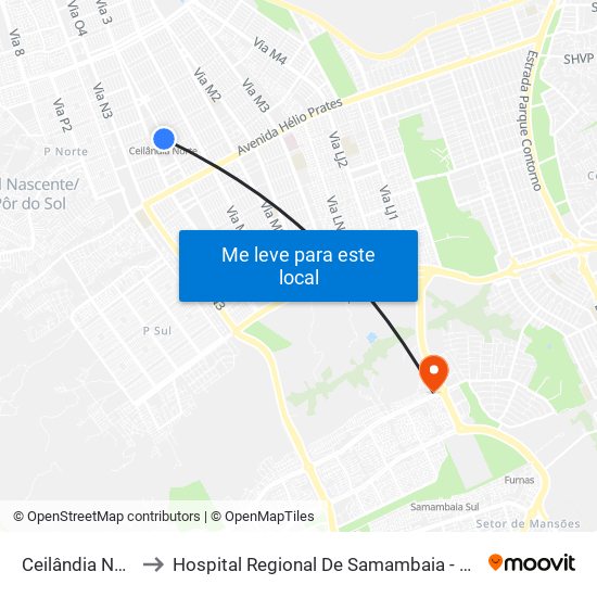 Ceilândia Norte to Hospital Regional De Samambaia - Hrsam map