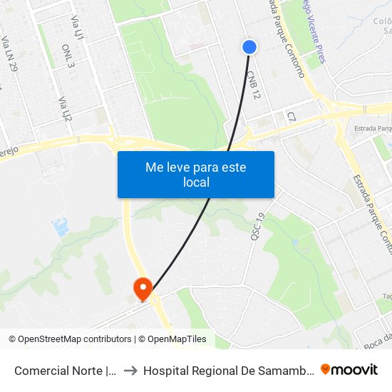 Comercial Norte | Cnb 10 to Hospital Regional De Samambaia - Hrsam map