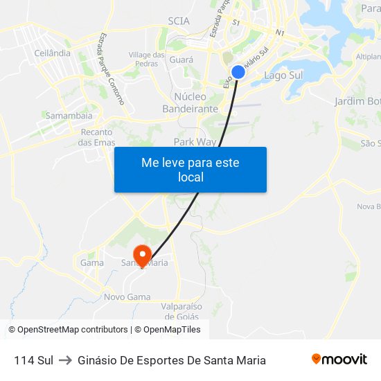 114 Sul to Ginásio De Esportes De Santa Maria map