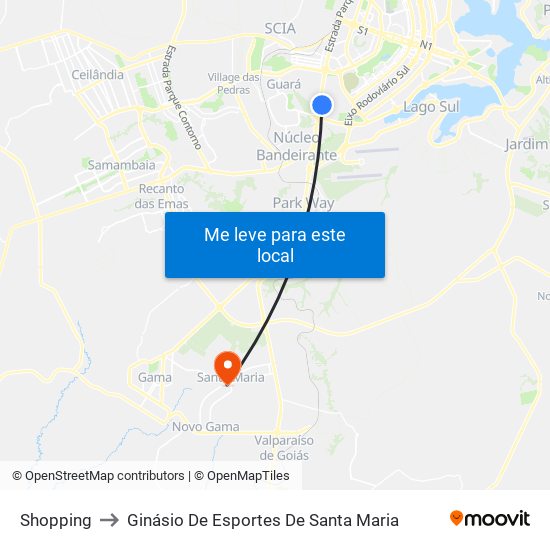 Shopping to Ginásio De Esportes De Santa Maria map