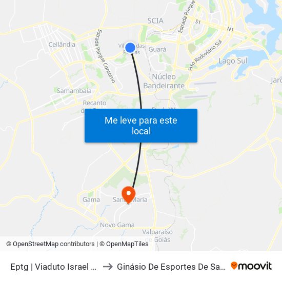 Eptg | Viaduto Israel Pinheiro to Ginásio De Esportes De Santa Maria map