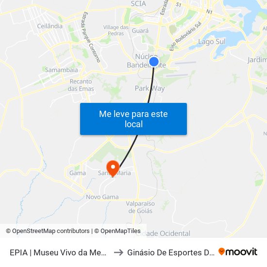 Epia Sul | Museu Vivo Da Memória Candanga to Ginásio De Esportes De Santa Maria map