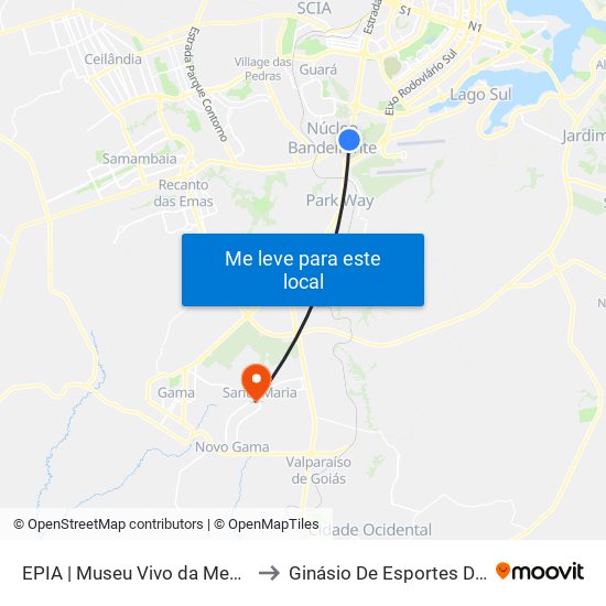 EPIA | Museu Vivo da Memória Candanga to Ginásio De Esportes De Santa Maria map