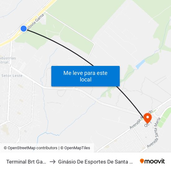 Terminal Brt Gama to Ginásio De Esportes De Santa Maria map