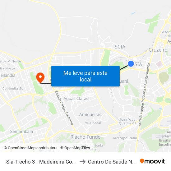 Sia Trecho 3 - Madeireira Comabra/Condor Atacadista to Centro De Saúde Nº 04 De Taguatinga map