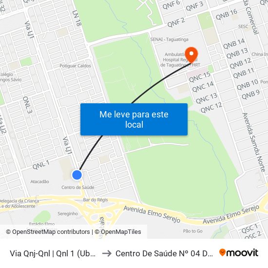 Via Qnj-Qnl | Qnl 1 (Ubs 3 / Ced 6) to Centro De Saúde Nº 04 De Taguatinga map