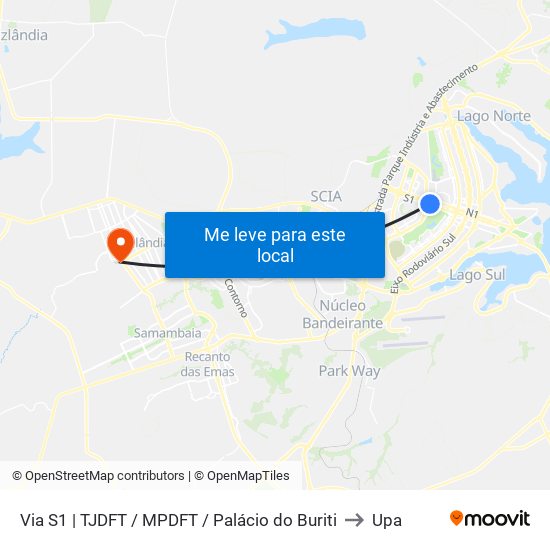 Via S1 | Tjdft / Mpdft / Palácio Do Buriti to Upa map