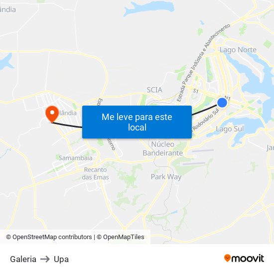 Galeria to Upa map