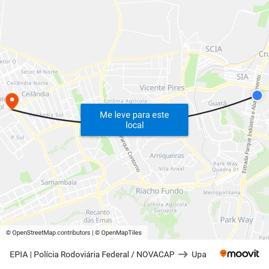 Epia Sul | Sede Prf / Novacap to Upa map