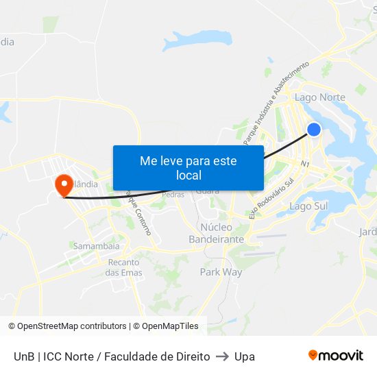 Unb | Icc Norte / Faculdade De Direito to Upa map