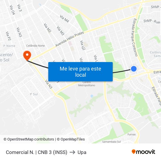 Comercial Norte | Cnb 3 (Inss) to Upa map