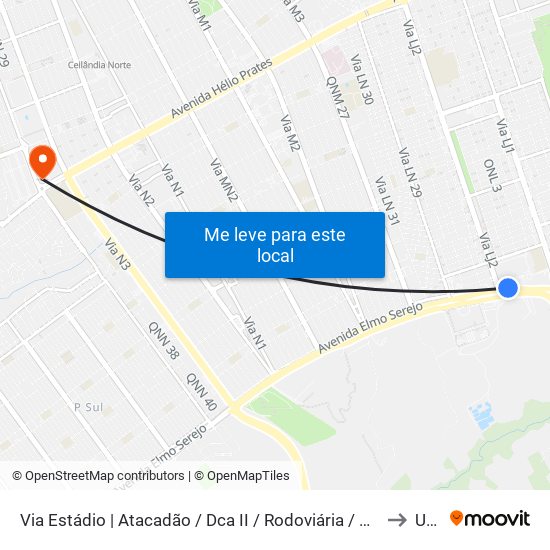 Via Estádio | Atacadão / Dca II / Rodoviária / Estádio to Upa map