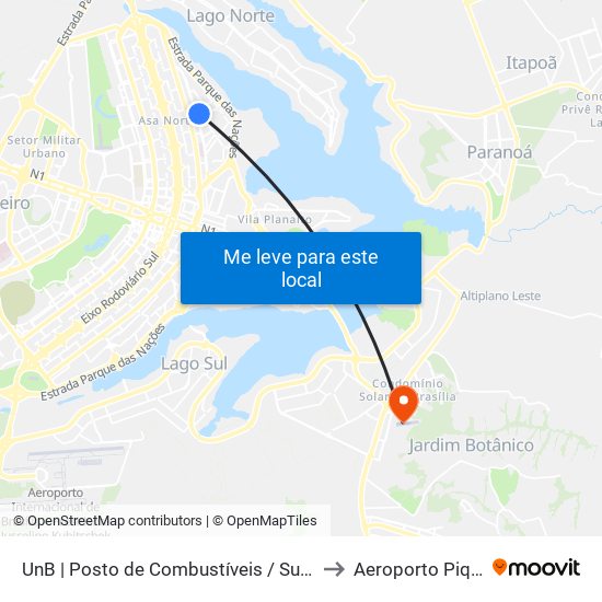 UnB | Posto de Combustíveis / Subway to Aeroporto Piquet map