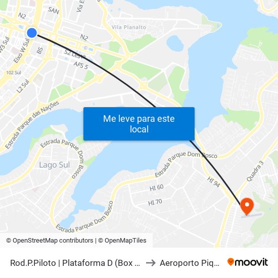 Rod.P.Piloto | Plataforma D (Box 16) to Aeroporto Piquet map