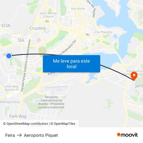 Feira to Aeroporto Piquet map