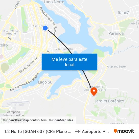 L2 Norte | Sgan 607 (Brasília Medical Center / Cean) to Aeroporto Piquet map