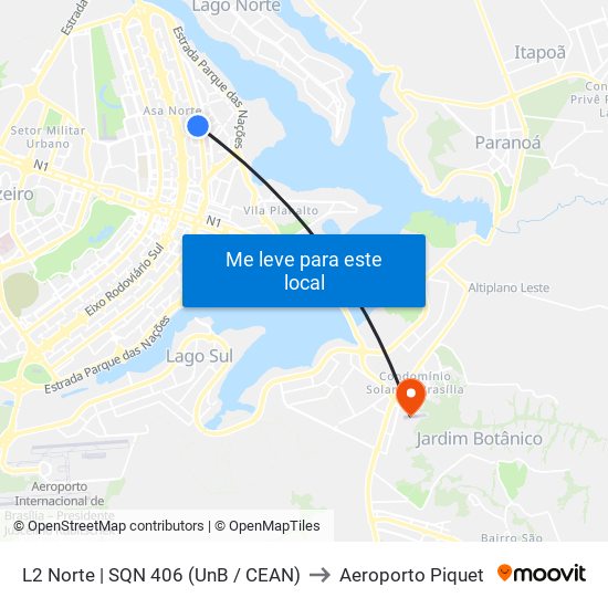 L2 Norte | Sqn 406 (Unb / Odonto Hub) to Aeroporto Piquet map