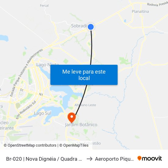 Br-020 | Nova Dignéia / Quadra 18 to Aeroporto Piquet map