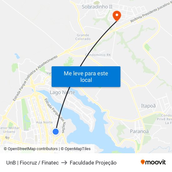 UnB | Fiocruz / Finatec to Faculdade Projeção map