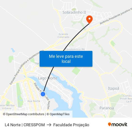 L4 Norte | Cresspom to Faculdade Projeção map