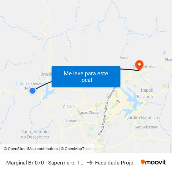 Marginal Br 070 - Supermerc. Tatico to Faculdade Projeção map