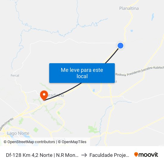 Df-128 Km 4,2 Norte | N.R Monjolo to Faculdade Projeção map