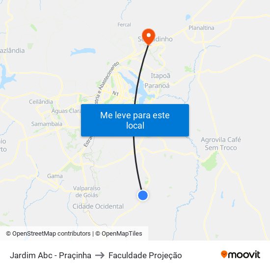 Jardim Abc - Praçinha to Faculdade Projeção map