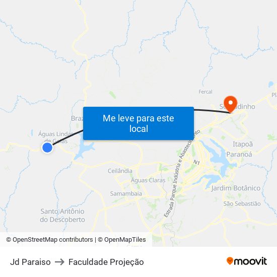 Jd Paraiso to Faculdade Projeção map